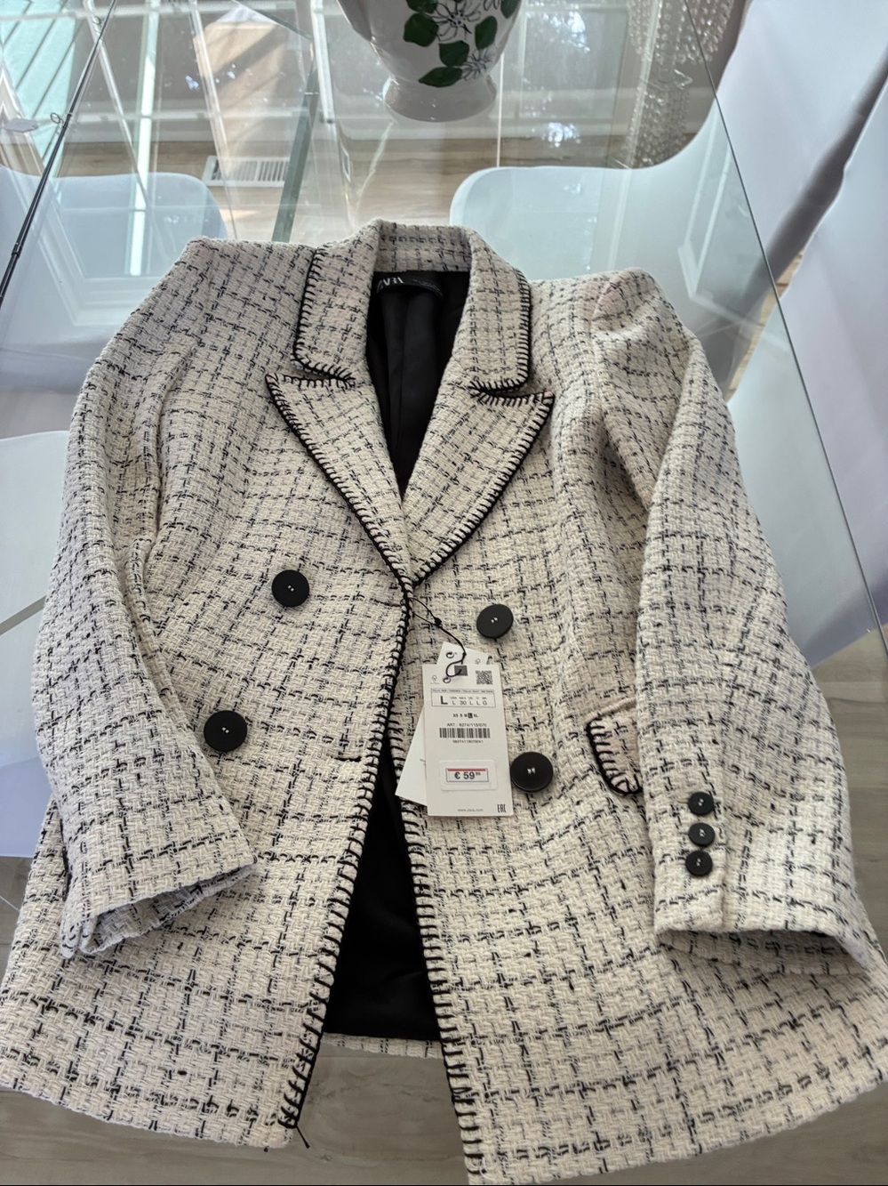 Zara Tweed Blazer size L - Picture 6 of 8